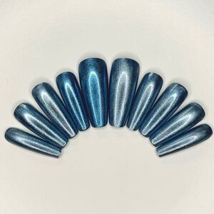 Blue Chrome Custom Press On Nails | High Quality Nails | Handmade